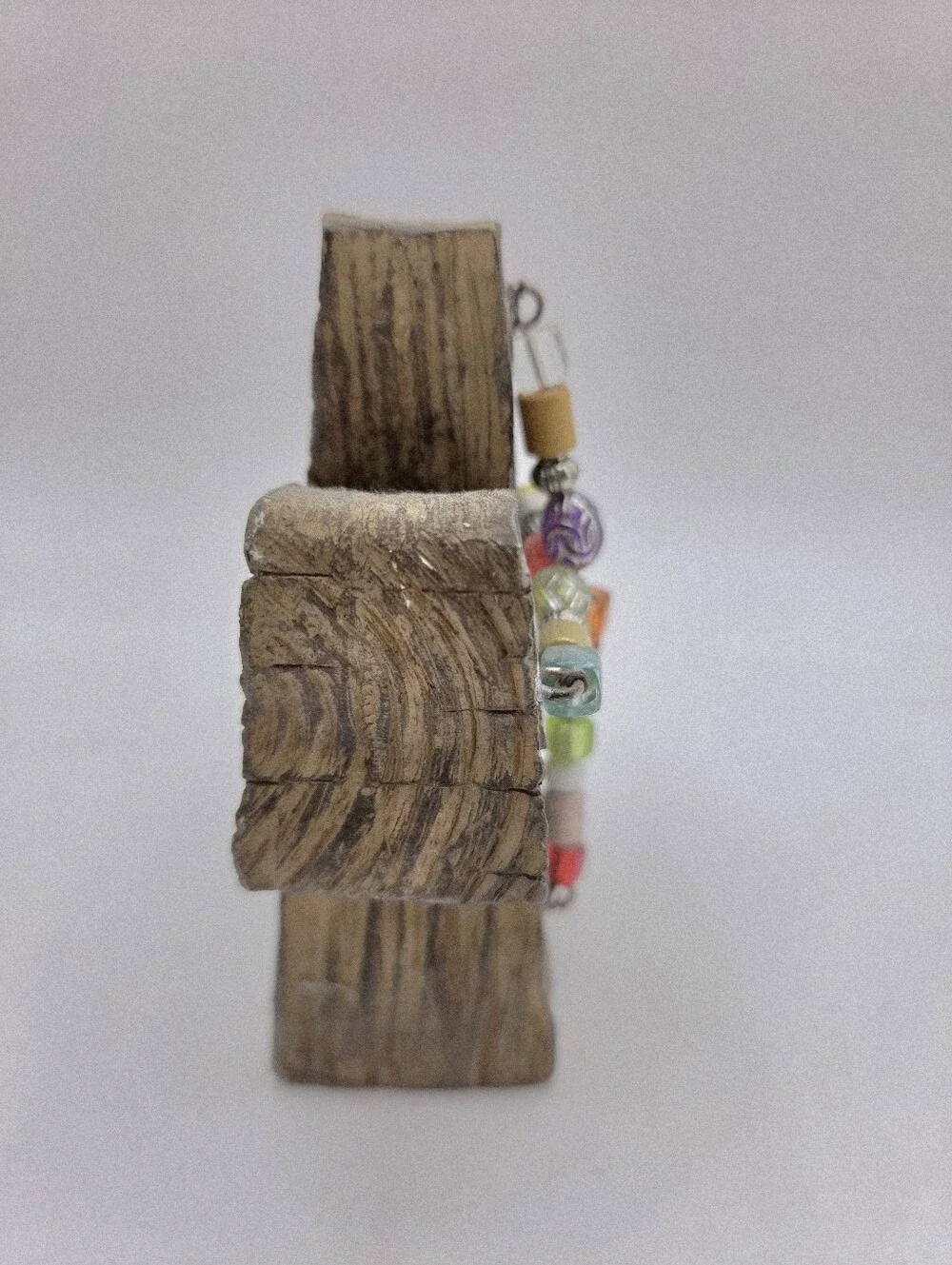 Beaded Cross Wood Table Decor - Multicolor Beads